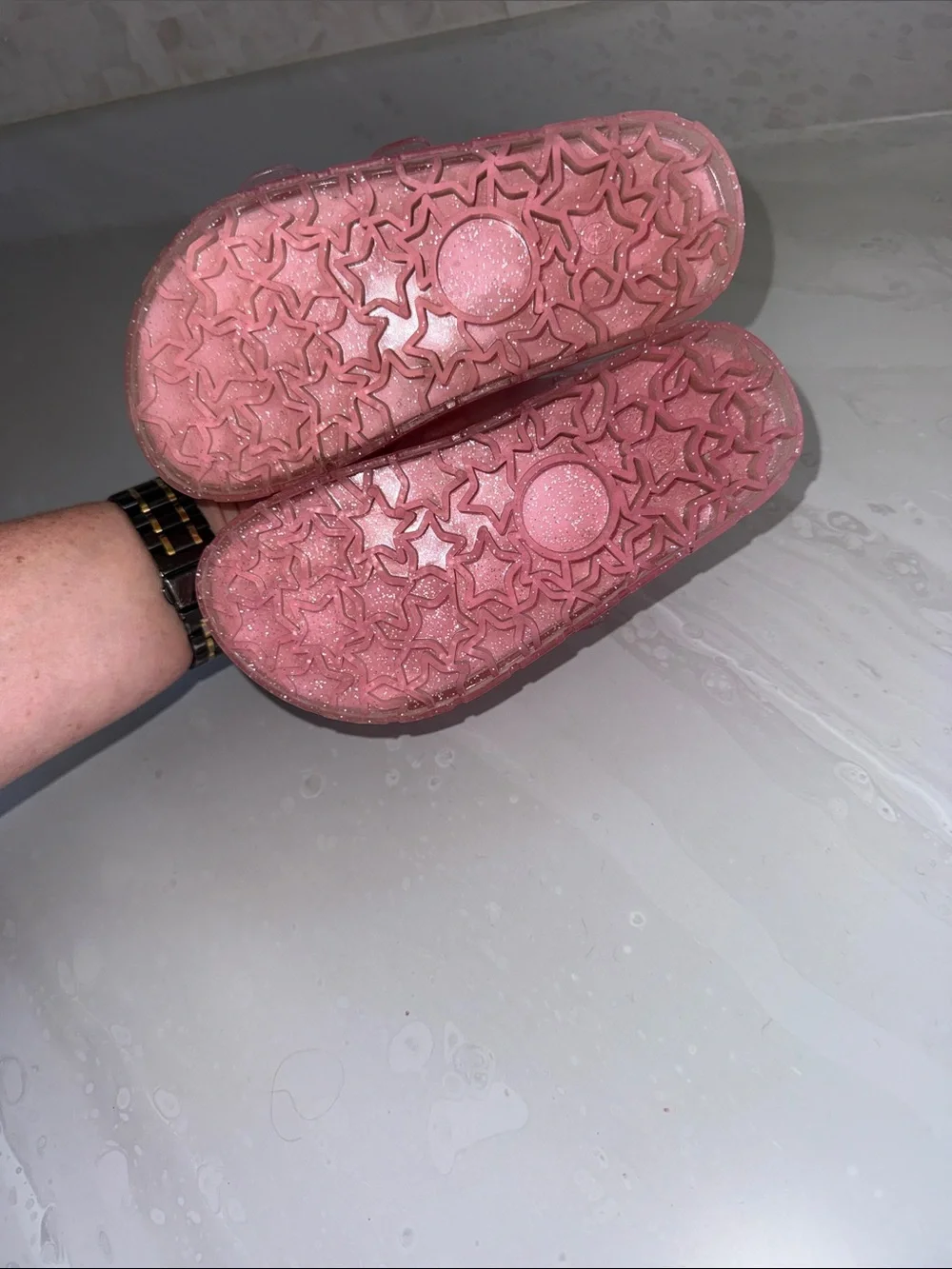 Kidgets Sparkle Pink Jelly Sandals with Buckles